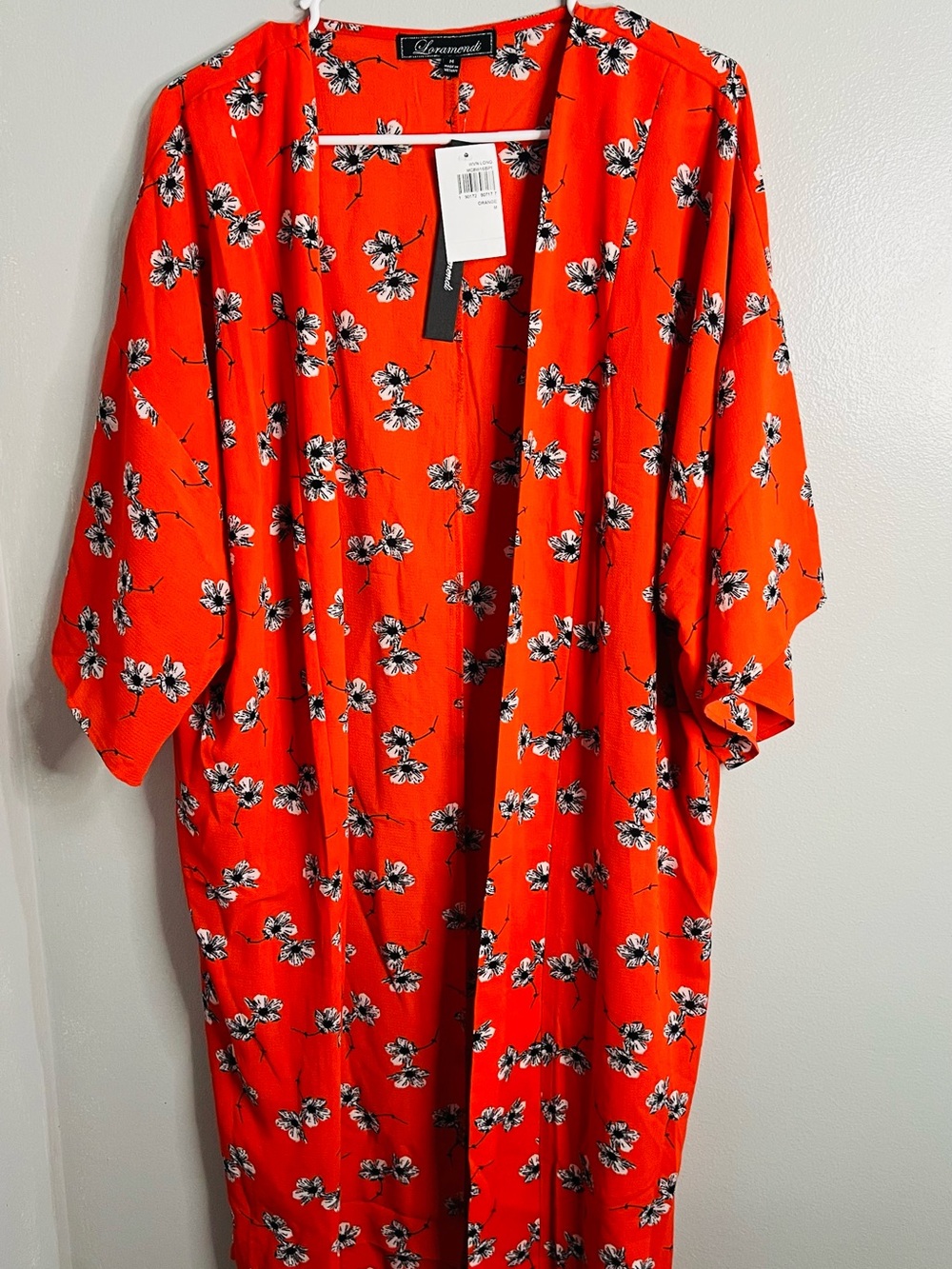 Orange women Floral kimono - Open Front Casual Shirt